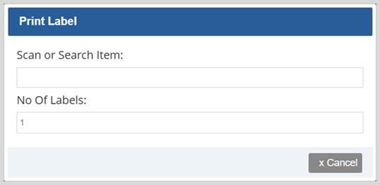 Image displaying the Print Label window of the Bottle POS App.