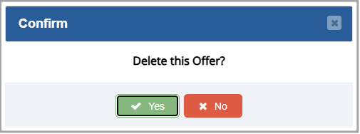 Image showing the confirmation message that displays when you delete a loyalty reward program from the Bottle POS Admin app.