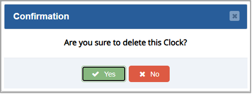 Image showing the confirmation message that displays when you delete a timeclock entry from the Bottle POS Admin app.