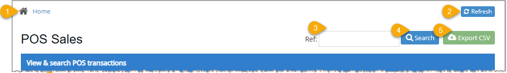 Image showing upper area of the POS Sales manager area of the Bottle POS Admin app.