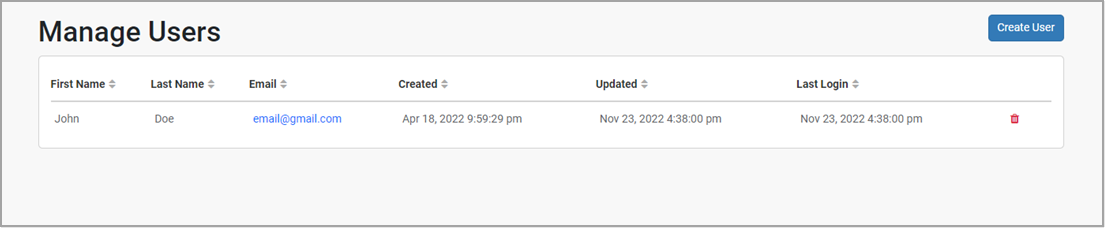 Image showing the Manage Users page of the Bottle POS Payments portal.