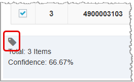 Image for printing bulk labels highlighting the bulk-print Pricetag Icon beneath the item data table of the Receive Items window of the Bottle POS.