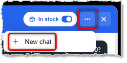 Image showing the New Chat item in the Action menu of the AI Cashier Assistant for the Bottle POS system Register.