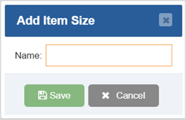 mage displaying the Add Item Size window of the Bottle POS Admin.