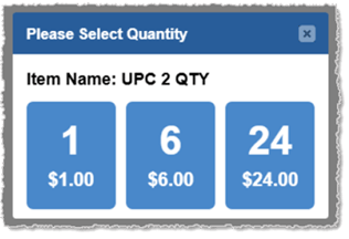 Image showing the Set Quantity window in the Bottle POS register for a scanned-in item.