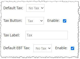 Image displaying the fields underneath the Tax Rule table of the Accounting Settings window of the Bottle POS Admin app.