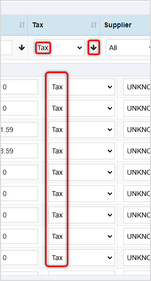 Image showing the Tax area of the Bulk Update window of the BottlePOS Admin.