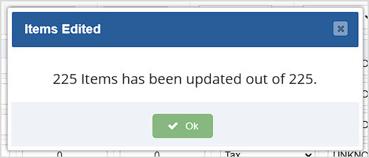 Image showing the edit confirmation window of the Bulk Updater of the BottlePOS Admin.
