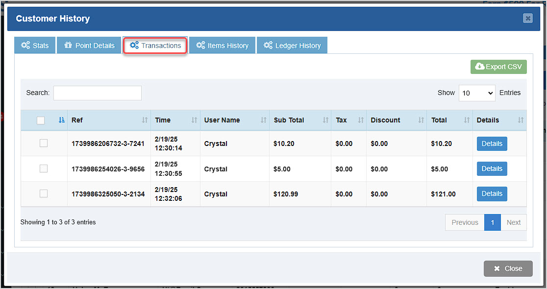 Image showing the Manage Customer Rewards window of the Bottle POS Admin Customers page.
