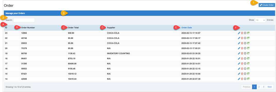 Image displaying the Order page with key features highlighted.