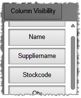 Image showing Column Visibility options in the Add Items to Order window of the Bottle POS Admin app.
