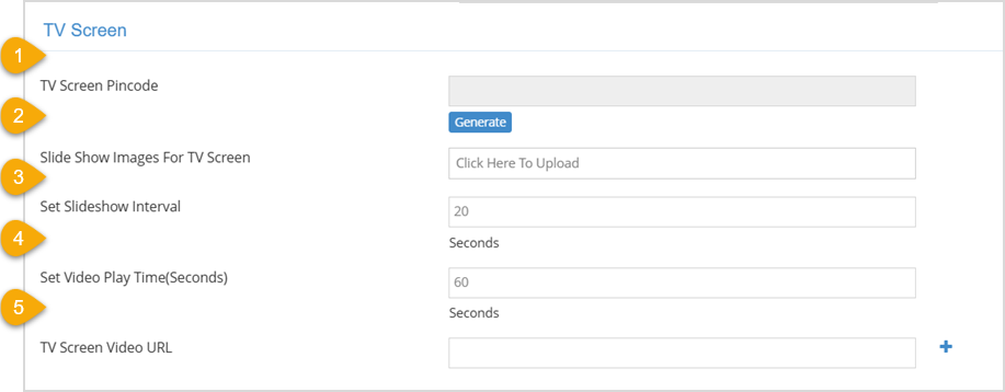 Image displaying the TV Screen section on the POS Settings page of the Bottle POS Admin app.