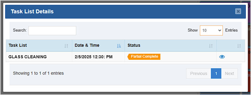 Image showing a partially complete task in the Task List Details of the Bottle POS Register.