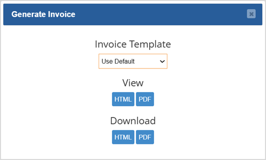 Image displaying the Generate Invoice window for the Bottle POS Admin app.