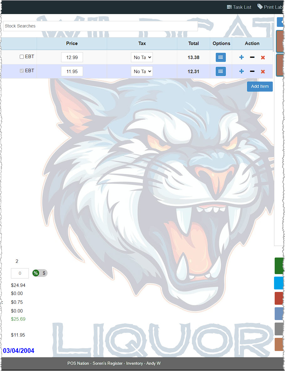 Image showing the background logo in the Register of the Bottle POS system.