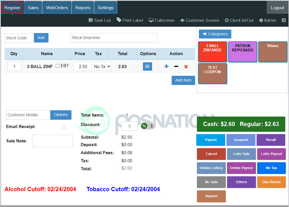 Image of the Bottle POS Register.
