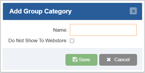 Image displaying the Add Group Category window of the Bottle POS Admin app.