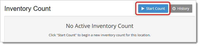 Image showing the Start Count button on the Inventory Count page of the  system's Admin.