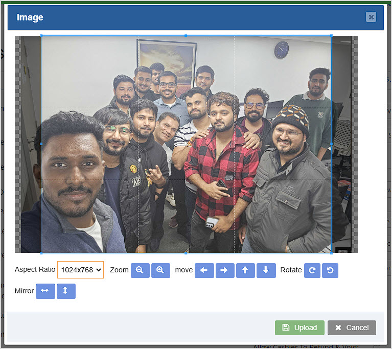 Image showing the Image editor from the POS Settings page of the Bottle POS Admin.