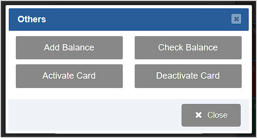 Image showing the Others window in the BottlePOS Register that the sales clerk can use to work with Gift Card functions.