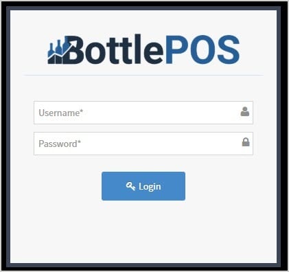Image of the login window for the Bottle POS Admin.