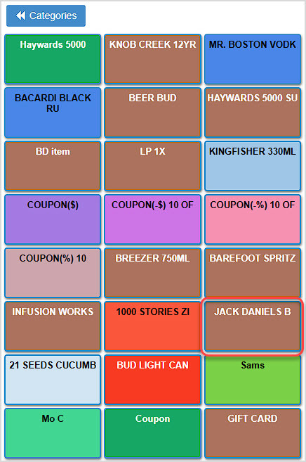 Image showing the shortcut keys in the BottlePOS Register with a shortcut key highlighted.