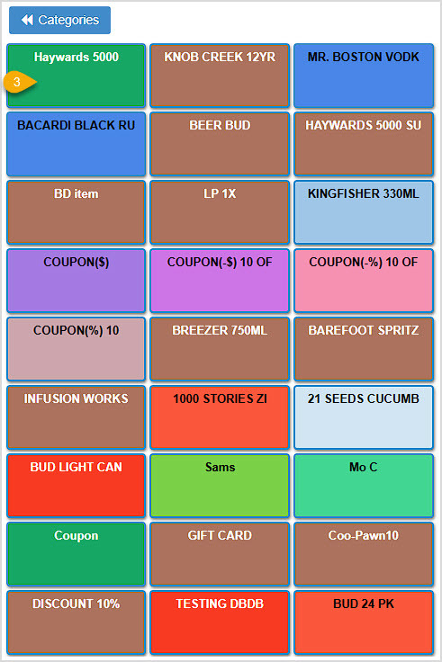 Image showing the Shortcut Keys in the BottlePOS Register that allow the sales clerk to add an item to the transaction with a single click.