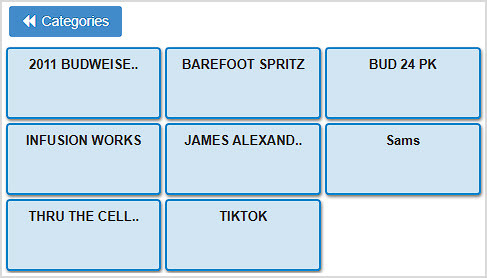 Image showing a Category of items loaded into the Shortcuts area of the BottlePOS Register.