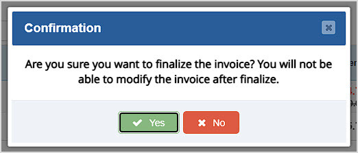 Image showing the Confirmation window of the Transfers page of the Bottle POS Admin.