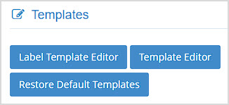 Image showing the Templates area of the Utilities page Bottle POS Admin.