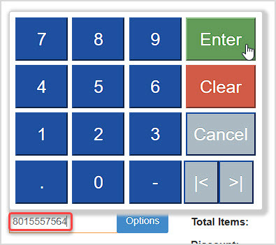 Image showing the Customer Search area of the BottlePOS Register with a mobile number in the search field.