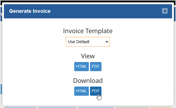 Image showing the Generate Invoice window of the BottlePOS for creating transaction invoices for customers.