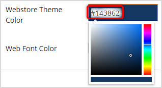 Image showing the Webstore color settings area of the Webstore Settings page of the Bottle POS Admin.