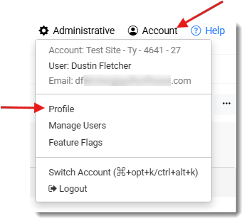 Access profile bank account setting in the Payment Portal Account menu.