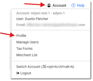 Image showing how to get to the Payment Portal Profile page.