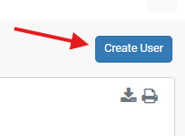 Create user button on the Manage Users page of the Payment Portal.
