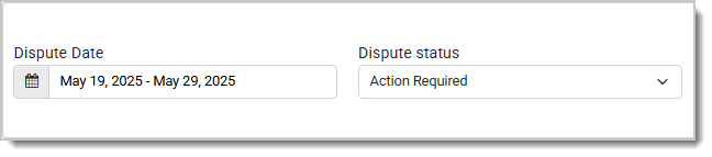 Image showing the Date and Status filters on the Disputes page of the Payment Portal.